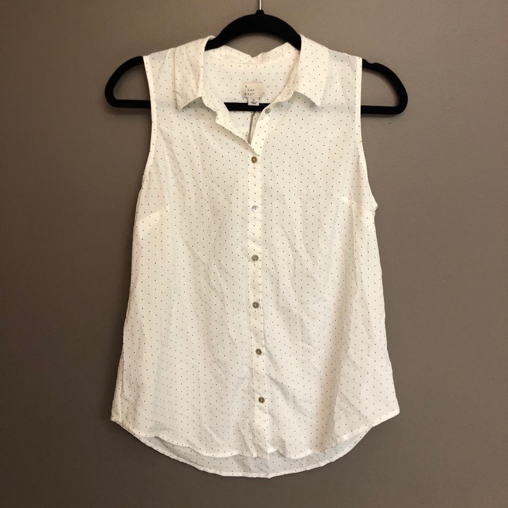 black and white polka dot business casual tank top